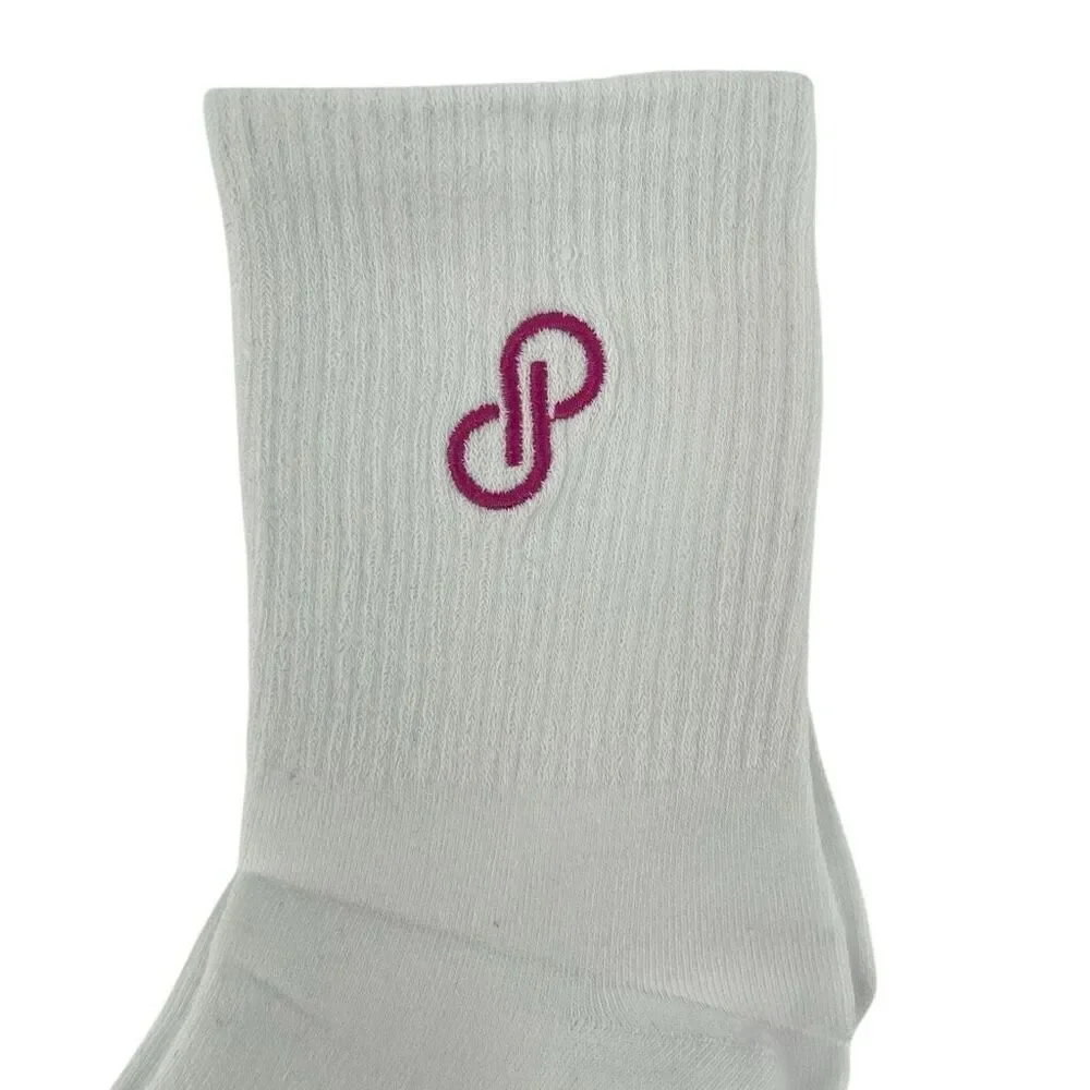 Poshmark White Unisex Adult Logo Embroidered Crew Length Socks One Size